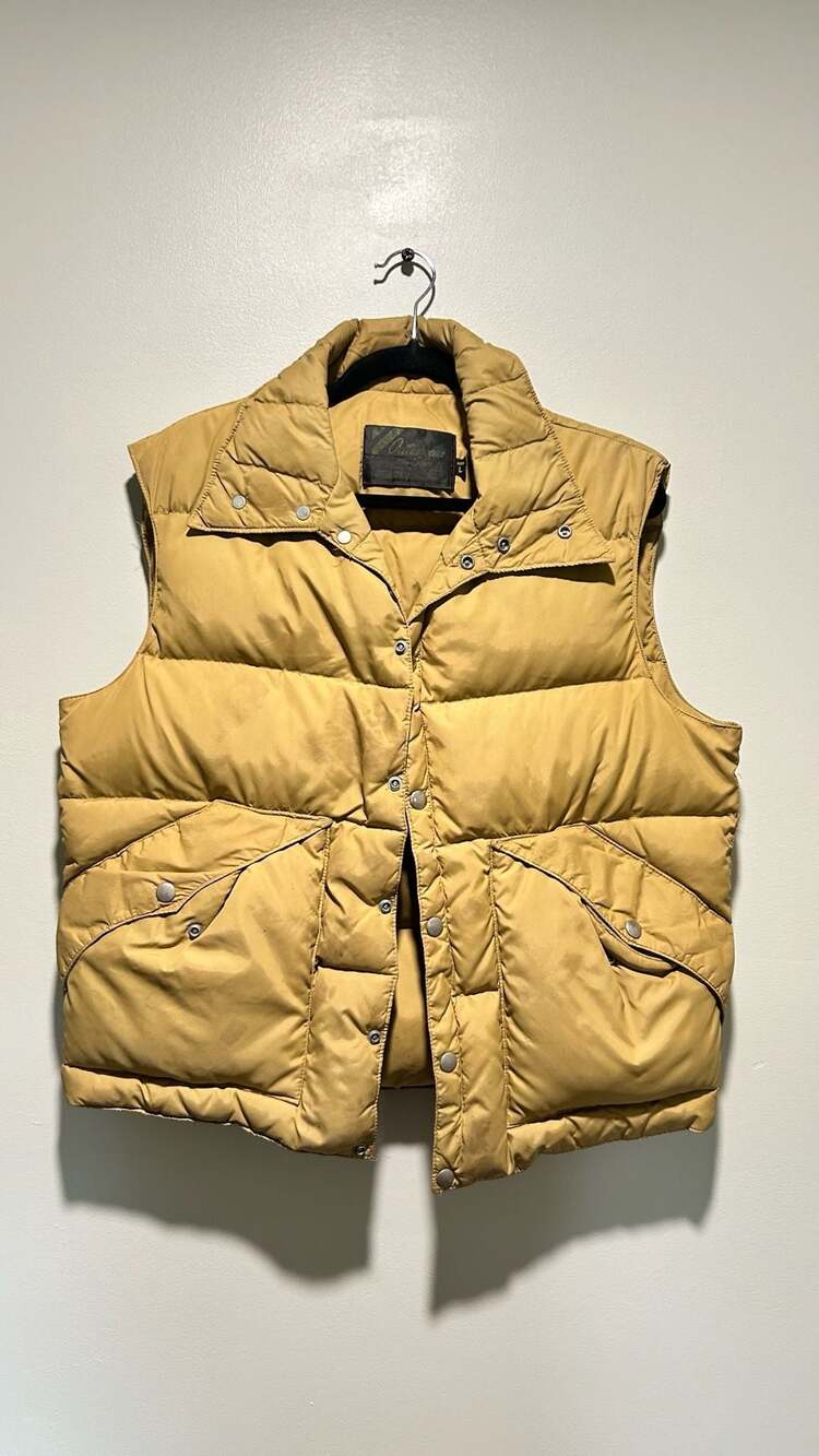 Vintage Sears Outerwear Puffer Vest Jacket Beige Tan Brown 70s 80s Adult L Ski